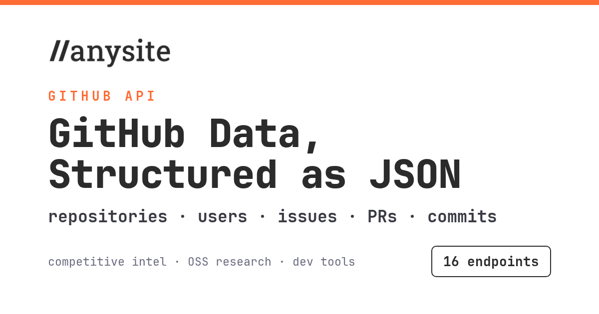 GitHub Data API: Access Repositories, Users, Issues, and Pull Requests at Scale