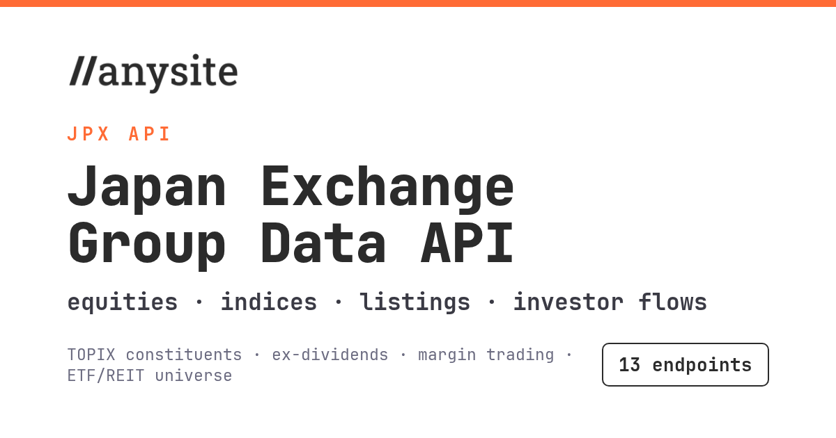 JPX API: Japan Exchange Group Market Data, Now Structured