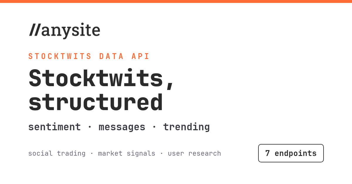 Stocktwits Data API: sentiment series, trending symbols, and community streams