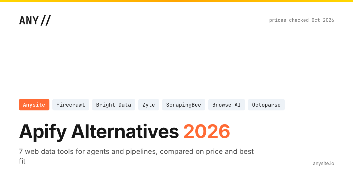 Apify Alternatives: 7 Web Data Tools for Agents and Pipelines in 2026