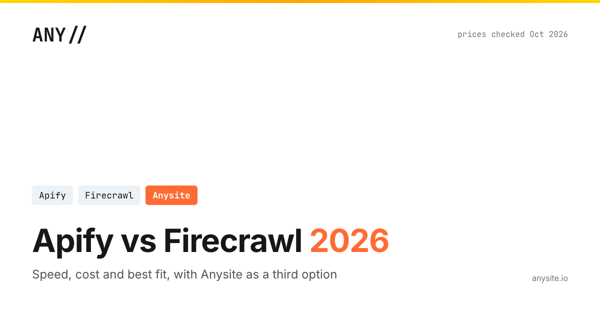 Apify vs Firecrawl (vs Anysite): Which Web Data Tool Fits Your Job in 2026