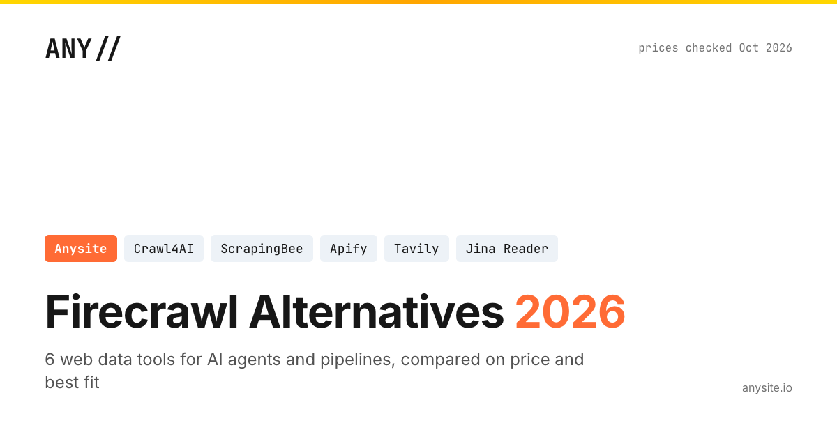 Firecrawl Alternatives: 6 Web Data Tools for AI Agents and Pipelines in 2026