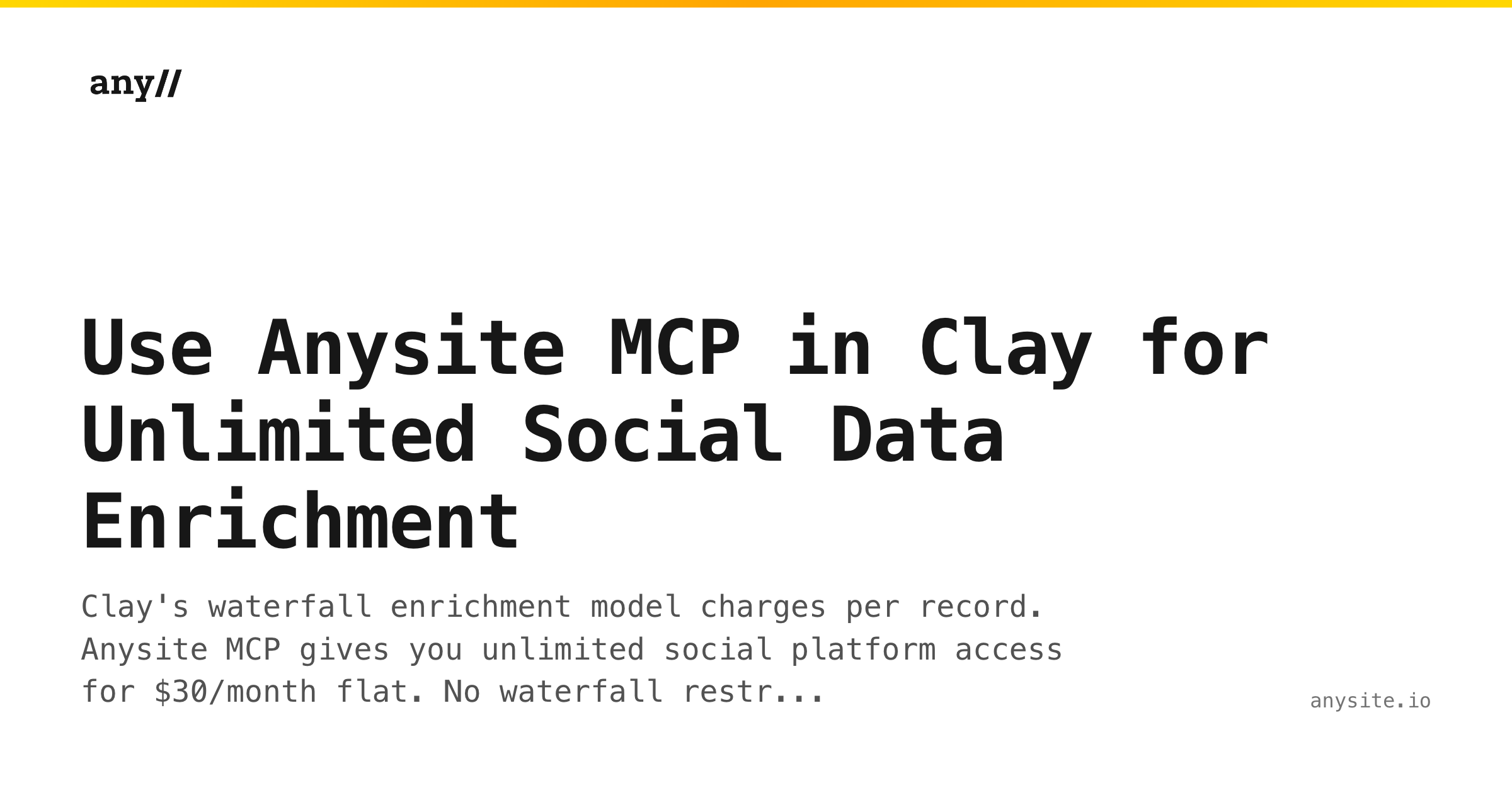 Use Anysite MCP in Clay for Unlimited Social Data Enrichment